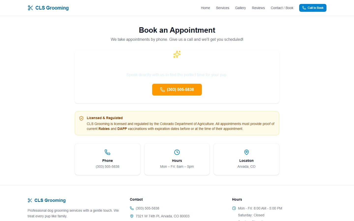 Click-to-call booking page